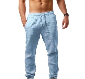 Pantalones Deportivos Casuales de Lona de Peso Medio, Holgados, de Pierna Recta, con Cierre de Cordón, Pantalones para Hombre, Lavados - Product Image 6