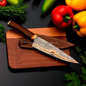 Couteau à viande forgé de haute qualité, lame en acier Damas cuivré, couteau de chef pour trancher et de chasse avec manche en résine pour l'extérieur - Product Image 3