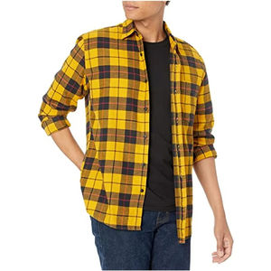 Chemises en flanelle pour hommes, de haute qualité, coupe classique, boutonnées, anti-froissement, manches longues, col roulé, respirantes, élégantes et confortables - Product Image 1