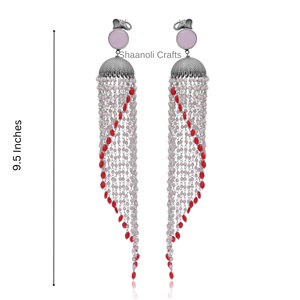 Nouvelle arrivée oxydé argent plaqué perle balancent longues boucles d'oreilles Style bohème bijoux ethniques lustre boucles d'oreilles pour les femmes portent - Product Image 2