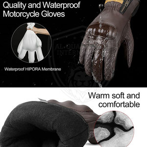 Guantes de Motociclismo de Cuero con Pantalla Táctil Transpirable, Diseño Impermeable de Dedos Completos para Deportes de Invierno, Protección Contra Impactos - Product Image 5