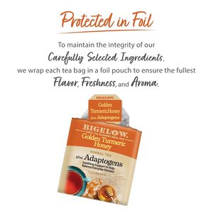 Bigelow <b>Tea</b> Golden Turmeric Honey plus Adaptogens, 18 Count (Pack of 6), 108 Total <b>Tea</b> Bags - Product Image 3