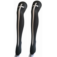 Déguisements d'halloween pour femmes, bas hauts de cuisse, tenue de fête sur le thème, bas imprimés en noir et blanc, Design épée croisée, chaussettes gothiques pour Cosplay