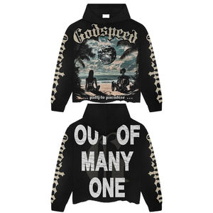 Sudadera con Capucha Extra Grande de Felpa Francesa, Estampado DTG, Lavado Ácido, para Hombre, con Doble Capucha, Estilo Cuadrado, Invierno, 100% Algodón, Casual, Transpirable - Product Image 3