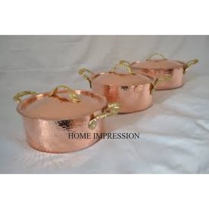 Ensemble de 4 casseroles polies miroir brillantes et logo personnalisés disponibles en cuivre fini antique de l'Inde au prix le plus bas - Product Image 5