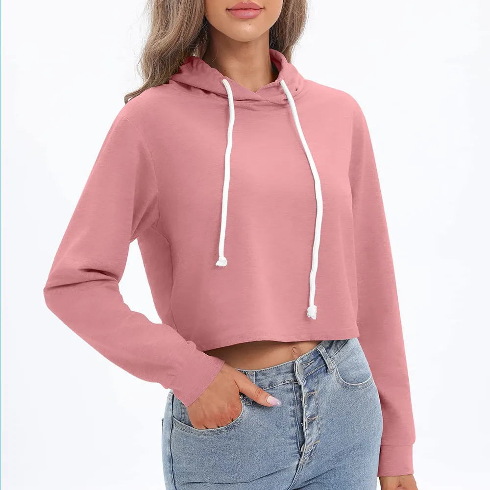 Biểu Tượng Tùy Chỉnh Phụ Nữ Crop Top Hoodie Casual Hoodies & Áo Nỉ Cắt Hoodie Cho Người Phụ Nữ Quần Áo