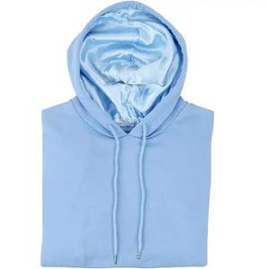 Sudadera con Capucha forrada de seda con hombros caídos de alta calidad al por mayor Sudadera con capucha de satén gráfica informal sudadera de mujer sudaderas con capucha de seda logotipo personalizado - Product Image 3