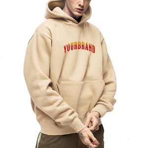 Sweat à capuche personnalisé surdimensionné de luxe en molleton unisexe épais brodé avec fermeture éclair pour homme style streetwear - Product Image 1