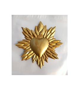 Gold Brass Sacred Heart Shape Tin <b>Ornament</b> Round for Home Wall Decor - Product Image 5