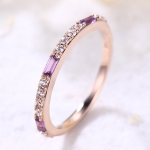 แหวนพลอยอเมทิสต์ธรรมชาติทำจากทองคำแท้18kt หรูหราดีไซน์ใหม่แหวนทองคำแท้พร้อมแหวนเพชรแท้ - Product Image 3