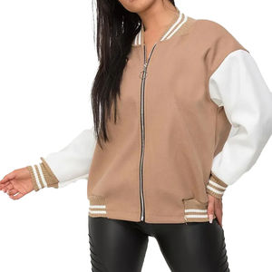 Chaqueta Universitaria de Béisbol para Mujer, Elegante, para Uso Casual, Chaqueta Universitaria Personalizada con Mangas de Cuero, Gran Venta - Product Image 2