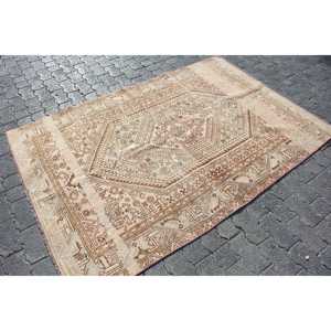 4.5x6.9 ft Turkish Area Rug, <b>Brown</b> Pink Vintage Moroccan <b>Wool</b> Rug - Product Image 3