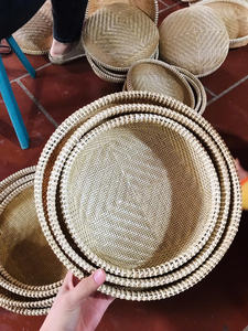 Plateau en bambou de qualité supérieure avec poignée-Panier de rangement naturel, durable et multifonctionnel pour l'organisation et la décoration - Product Image 3