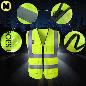 سترة أمان بلا أكمام جيوب محمولة مخصصة سترات عمل بلا أكمام متعددة الجيوب للرجال مرحبا فيس عاكس للبناء - Product Image 6