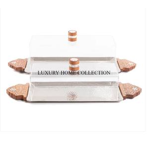 Plateau de service extra large en acier inoxydable avec surface polie au design élégant, parfait pour les repas formels et les événements haut de gamme - Product Image 5