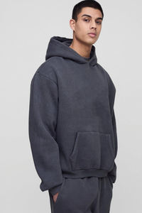 Survêtement de qualité supérieure 100% coton, pantalon et sweat-shirt délavés à l'acide, survêtement d'hiver surdimensionné délavé au soleil pour hommes - Product Image 3