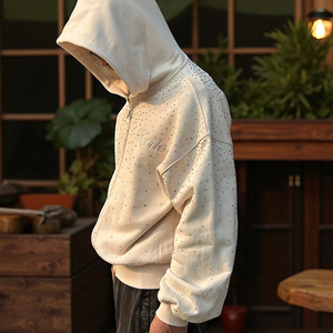 Hoodie unisexe surdimensionné en molleton 100 % coton épais, brodé, avec poches, style streetwear, collection hiver 2026, personnalisable par le fabricant - Product Image 3