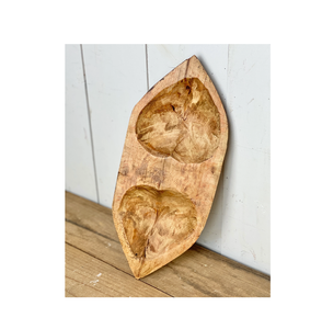 Bols à pâte en bois ronds décoratifs rustiques sculptés à la main de grande taille et produit décoratif de table - Product Image 4