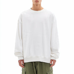 Sweat-shirts en molleton blanc à épaules tombantes pour hommes, coupe ample, col rond, molleton épais, sweat-shirts de jogging pour hommes, sweat-shirt de plein air pour hommes - Product Image 2