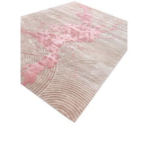 พรมขนสัตว์ผสมวิสโคสสีเบจน้ำตาล ทอมือลายAbstract สำหรับห้องนั่งเล่น ห้องโถง ทางเดิน รูปทรงสี่เหลี่ยมผืนผ้า ใช้ในบ้าน รุ่น Tra-15242 - Product Image 2