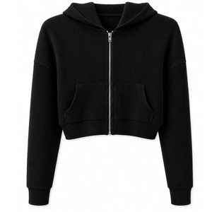 Top Selling Best Price Women Casual Winter Hooded Crop Top Hoodies Lightweight Fleece Eco-Friendly Customized Front Logo - Product Image 1
