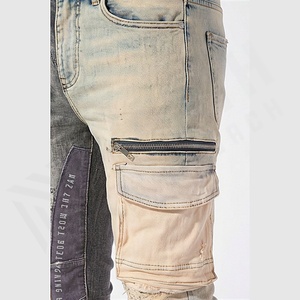 Jeans en denim vintage pour homme de haute qualité, personnalisés, lavés à la pierre, droits, déchirés, effet usé, couleur personnalisée - Product Image 5