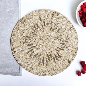 Set of Handcrafted Round <b>Beaded</b> <b>Placemats</b> Durable Glass Cloth Material for Dining Table Wedding Christmas & Family Gatherings - Product Image 2