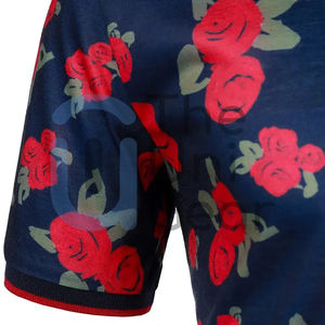 High Quality <b>Men's</b> Casual Streetwear for Polo T-<b>Shirt</b> New Design <b>Flower</b> Print Solid Pattern Knitted Fabric Wholesale - Product Image 4