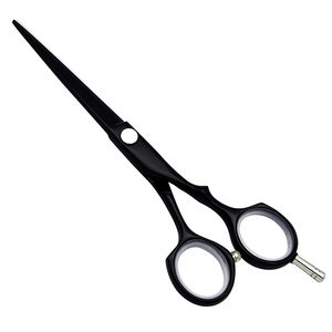 Ciseaux de coupe de cheveux de qualité chirurgicale Ciseaux de cheveux de beauté en acier inoxydable de couleur noire avec repose-doigt argenté - Product Image 1