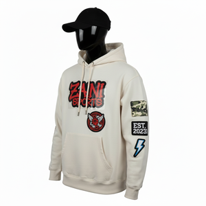 Sweat à capuche pour homme Premium 320 GSM Coton Polyester Polaire Tissu brossé doux Couleur crème Logo personnalisé Sweat-shirts basiques pour homme - Product Image 4