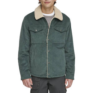 Veste d'hiver en jean matelassé Sherpa pour hommes coupe classique coupe-vent et écologique, respirant, tenue décontractée pour l'extérieur - Product Image 1