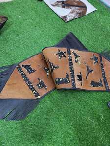 Camino de mesa de comedor de cuero clásico lavado ácido Hairon corte láser vaca Logo decoración occidental cuero personalizado caminos de mesa de comedor - Product Image 3