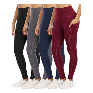 Mallas de Yoga de cintura alta para Mujer | Pantalones de entrenamiento con control de barriga con bolsillos laterales y tela elástica de 4 vías - Product Image 1