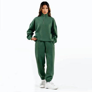 65% coton 35% polyester coupe décontractée polaire taille haute athlétisme Club pantalons de survêtement vert forêt femmes survêtement bas - Product Image 4