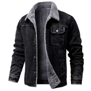 Men's High Street Vintage Solid Denim <b>Jacket</b>-Eco-Friendly & Windproof Casual Winter Outerwear - Product Image 1
