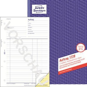 Avery Zweckform - Formularios de Pedido Manoscritos Amarillos DIN A4, 60 g/m², Autocopiantes, 1 Copia por Hoja, 2 Paquetes de 40 Hojas - Product Image 1