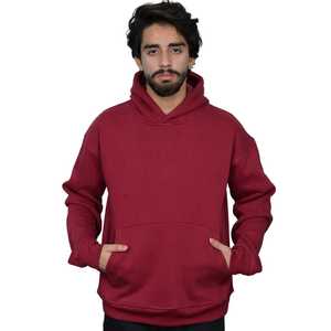 Felpa con cappuccio bordeaux per uomo in pile di cotone Pullover con cappuccio Casual Fit Streetwear pronto a spedire nessuna tariffa con consegna rapida - Product Image 1