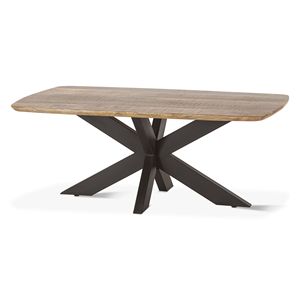 Furnishiaa Table basse moderne en bois massif et fer en forme de X pour usage domestique - Product Image 2