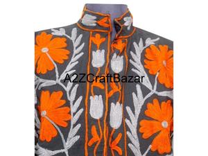 Women's Winter Jacket With Indian Suzani Embroidery Floral Pattern Duck Fabric Cotton Filled <b>Coat</b> With Robe Gift For Her - Product Image 3