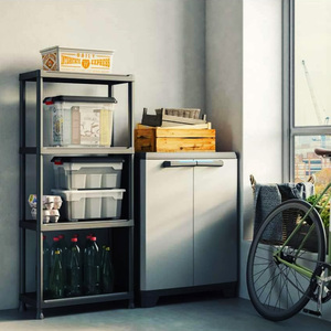 Ripiano resistente in plastica a 4 livelli 60x30x135cm capacità 80kg nero per uso casa/ufficio/Garage - Product Image 3