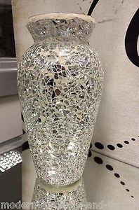 Vase à fleurs de table aspect mosaïque fini pour la décoration intérieure pour faire un bon design intérieur en couleur argent style décoratif fait main - Product Image 3