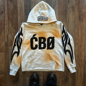 เสื้อมีฮู้ดผ้าฟลีซสำหรับผู้ชายซักสไตล์วินเทจผ้าฟลีซปักลาย - Product Image 1