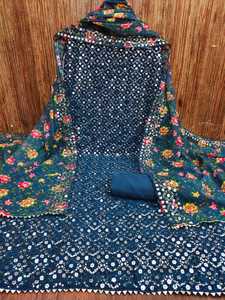 Nuevo traje de Material de vestido para mujer bordado con trabajo hecho a mano con bordado de Organza para la venta en línea - Product Image 3