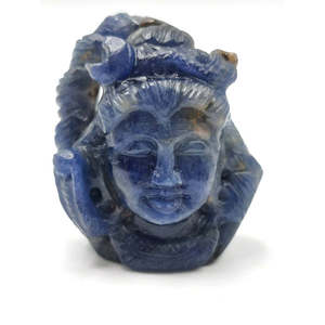 Miniature sculpture de tête de Shiva en saphir bleu - Lord Shivshankar en cristaux et pierres précieuses Reiki/Chakra/Thérapie - 1,3 pouce et - Product Image 1