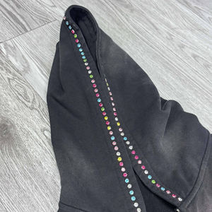 Conjunto de Sudadera con Capucha y Pantalones Deportivos Anchos de Estilo Vintage con Pedrería de Color Lavado Ácido, Traje Deportivo Holgado Personalizado, Ropa Deportiva Urbana - Product Image 4