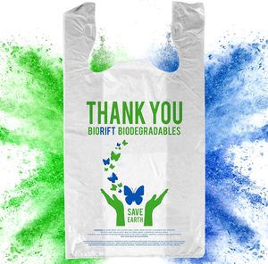 Camiseta de compras de plástico biodegradable 100% Opciones de tamaño impresas personalizadas - Product Image 2