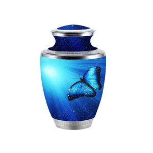 Suministros funerarios Urna de aluminio para adultos Tema de puesta de sol Urna de cremación impresa para adultos para cenizas humanas Contenedor de cenizas de entierro Tarro - Product Image 5