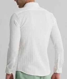 เสื้อเชิ้ตลำลองผ้าฝ้าย100% สำหรับผู้ชาย, เสื้อคอตตอนลายทางคอตั้งป้องกันรอยยับและระบายอากาศได้ดี - Product Image 2