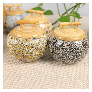 Pot en bambou avec incrustation de nacre, matériau en bambou avec incrustation de nacre, pour le stockage des épices de cuisine et l'affichage sur le comptoir, Vietnam - Product Image 5