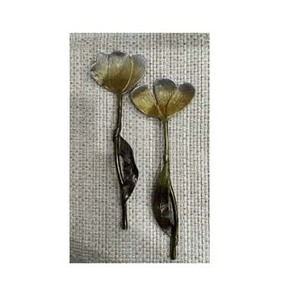 Ensemble d'ustensiles de service à salade de riz en or antique Tête de fleur avec poignée en forme de brindille Ensembles de cuillères et fourchettes - Product Image 1